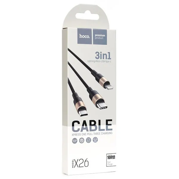hoco-x26-kabel-lightning-micro-usb-usb-typ-c-1m