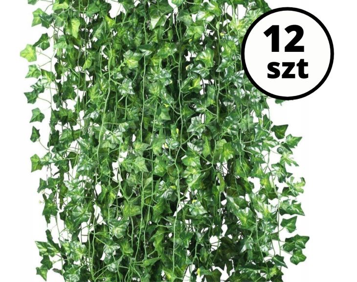 12x Sztuczny bluszcz girlanda z bluszczu zielona ściana liście zwis