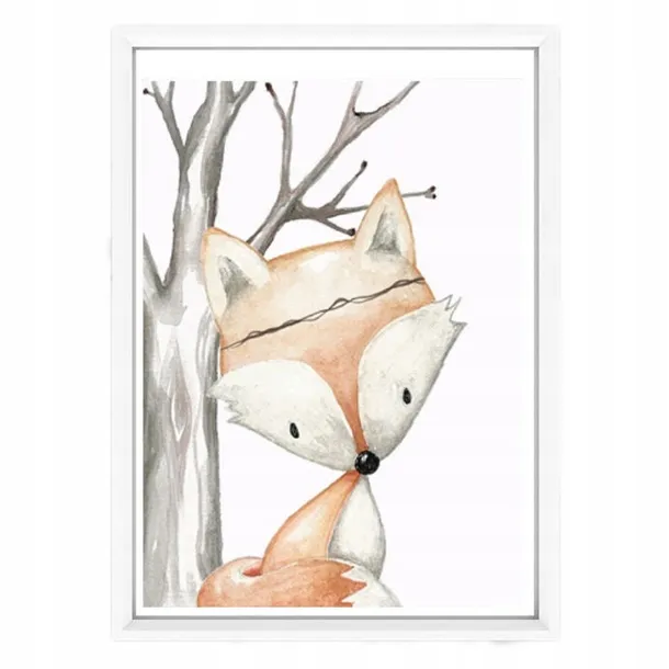 plakat-w-ramce-akwarelowy-lisek-a4