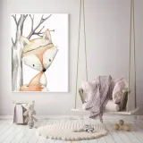plakat-w-ramce-akwarelowy-lisek-a4-stan-nowy