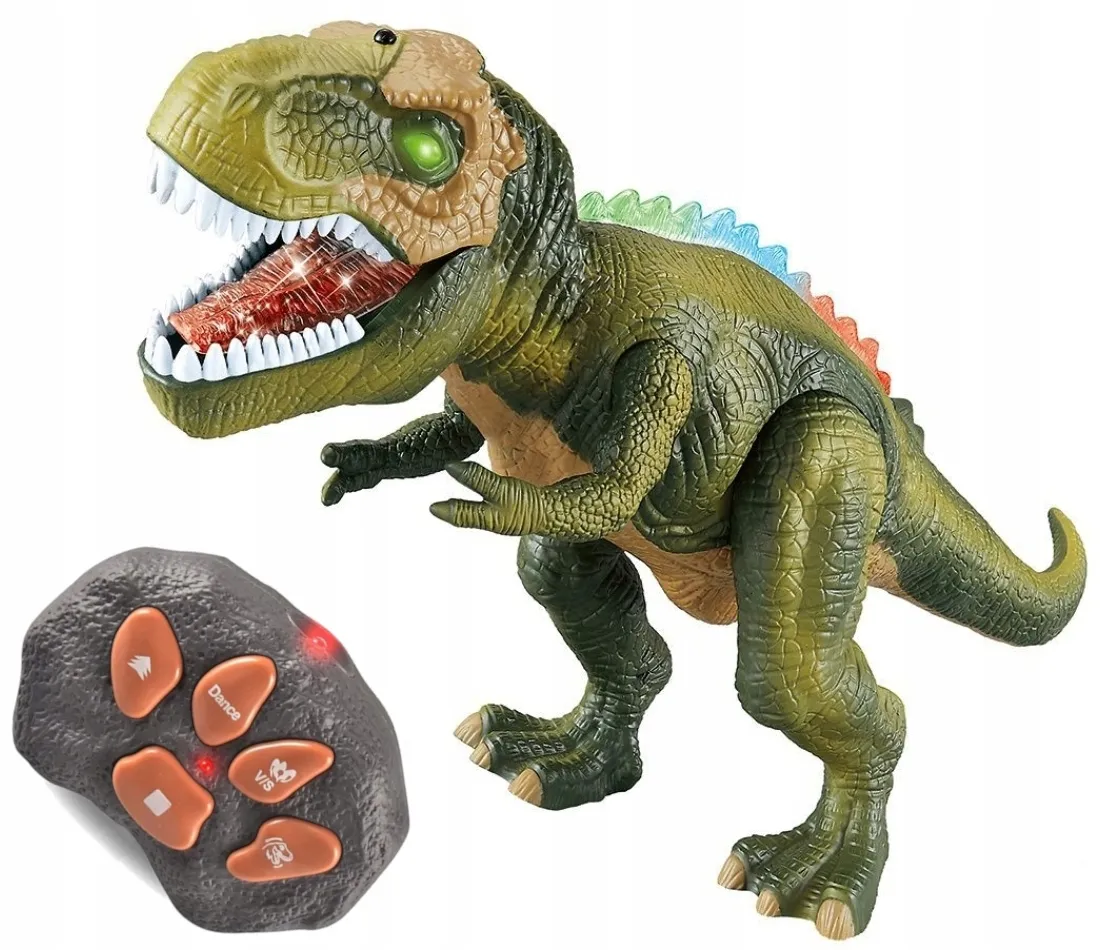 DUŻY DINOZAUR STEROWANY T-REX CHODZI RYCZY ŚWIECI