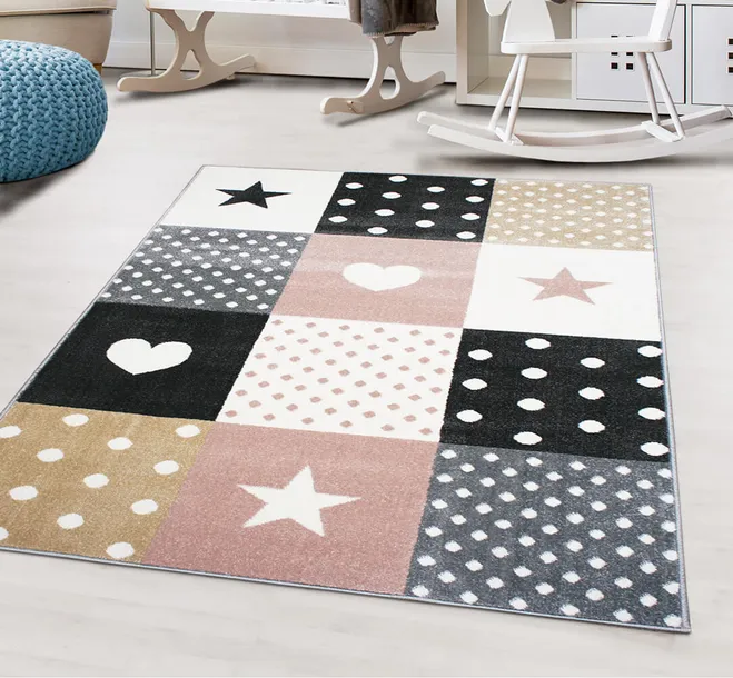 dywan-patchwork-gwiazdki-rozowy-133x190-kolor-czarny-odcienie-szarosci-odcienie-zoltego-odcienie-rozowego-wielokolorowy-bezowy