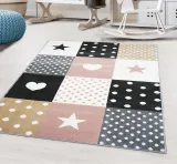 dywan-patchwork-gwiazdki-rozowy-133x190-kolor-czarny-odcienie-szarosci-odcienie-zoltego-odcienie-rozowego-wielokolorowy-bezowy