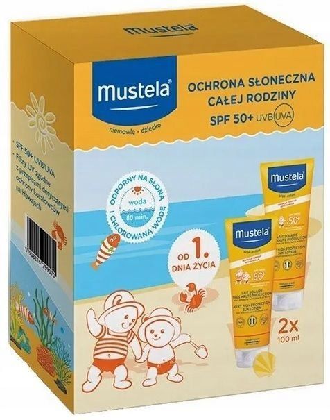 Mustela Sun Zestaw Mleczko PsŁoneczne Spf50 2x100 Erlipl 6761