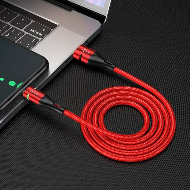 hoco-kabel-usb-do-typ-c-shadow-led-3a-u93-czerwony-stan-nowy-waga-z-opakowaniem-0-3-kg