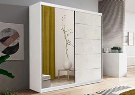 Zdjęcie produktu Szafa przesuwna z lustrem SILK - 183 cm kremowy beton GRATIS dostawa