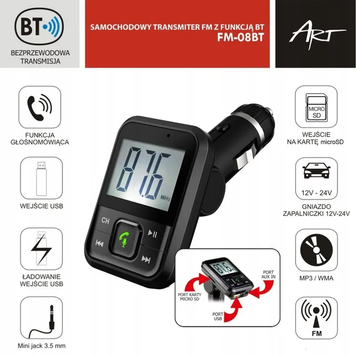 transmiter-samochodowy-fm-mp3-bt-usb-lcd-stan-nowy