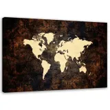 obraz-na-plotnie-brazowa-mapa-swiata-60x40