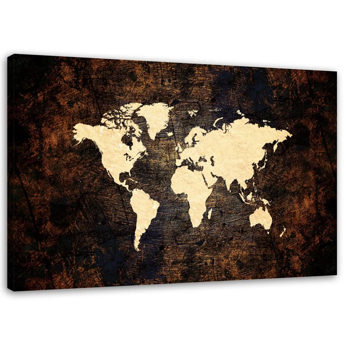 obraz-na-plotnie-brazowa-mapa-swiata-100x70-stan-nowy