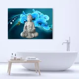 obraz-na-plotnie-buddha-niebieski-storczyk-120x80-stan-nowy