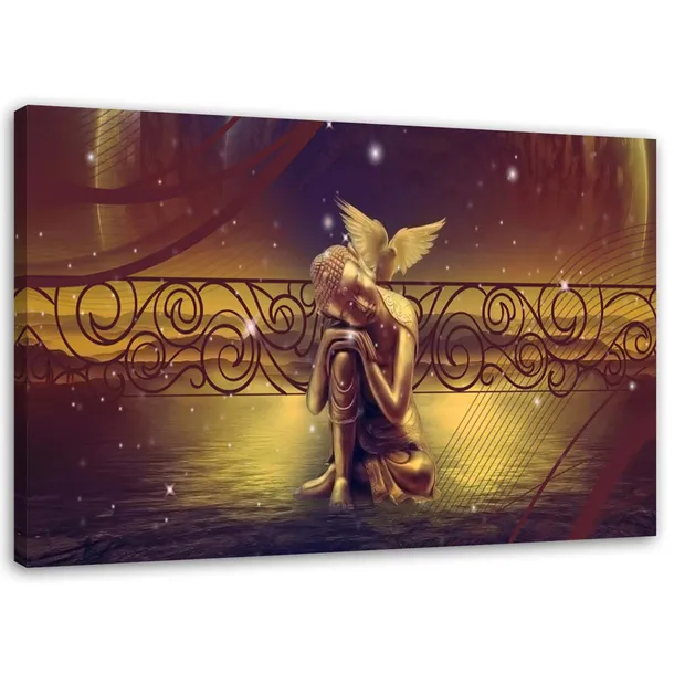 obraz-na-plotnie-abstrakcja-brazowy-buddha-60x40