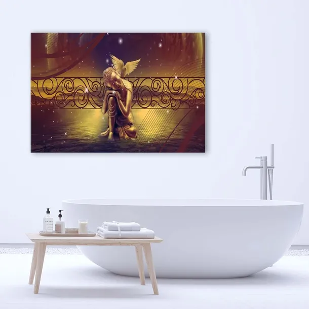 obraz-na-plotnie-abstrakcja-brazowy-buddha-60x40-stan-nowy