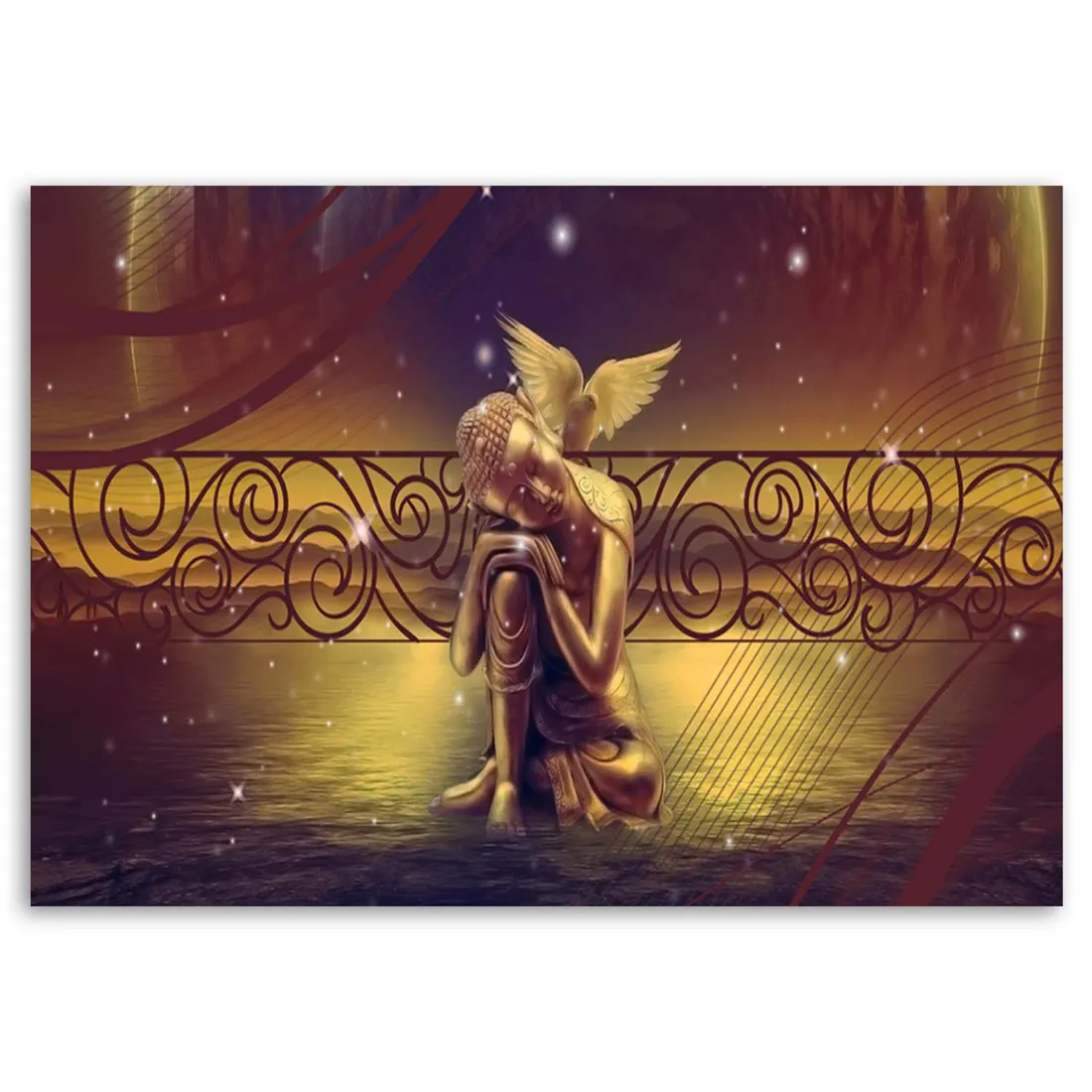 obraz-na-plotnie-abstrakcja-brazowy-buddha-60x40