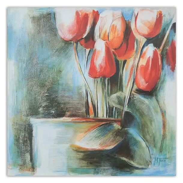 obraz-na-plotnie-tulipany-czerwone-wazon-60x60-sposob-wykonania-druk-cyfrowy
