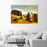 obraz-na-plotnie-domek-w-gorach-widok-100x70-stan-nowy