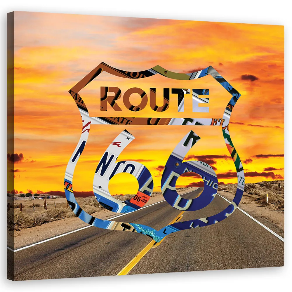 obraz-na-plotnie-droga-66-route-60x60-stan-nowy
