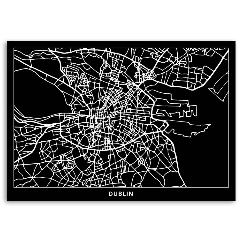 obraz-na-plotnie-dublin-plan-miasta-90x60