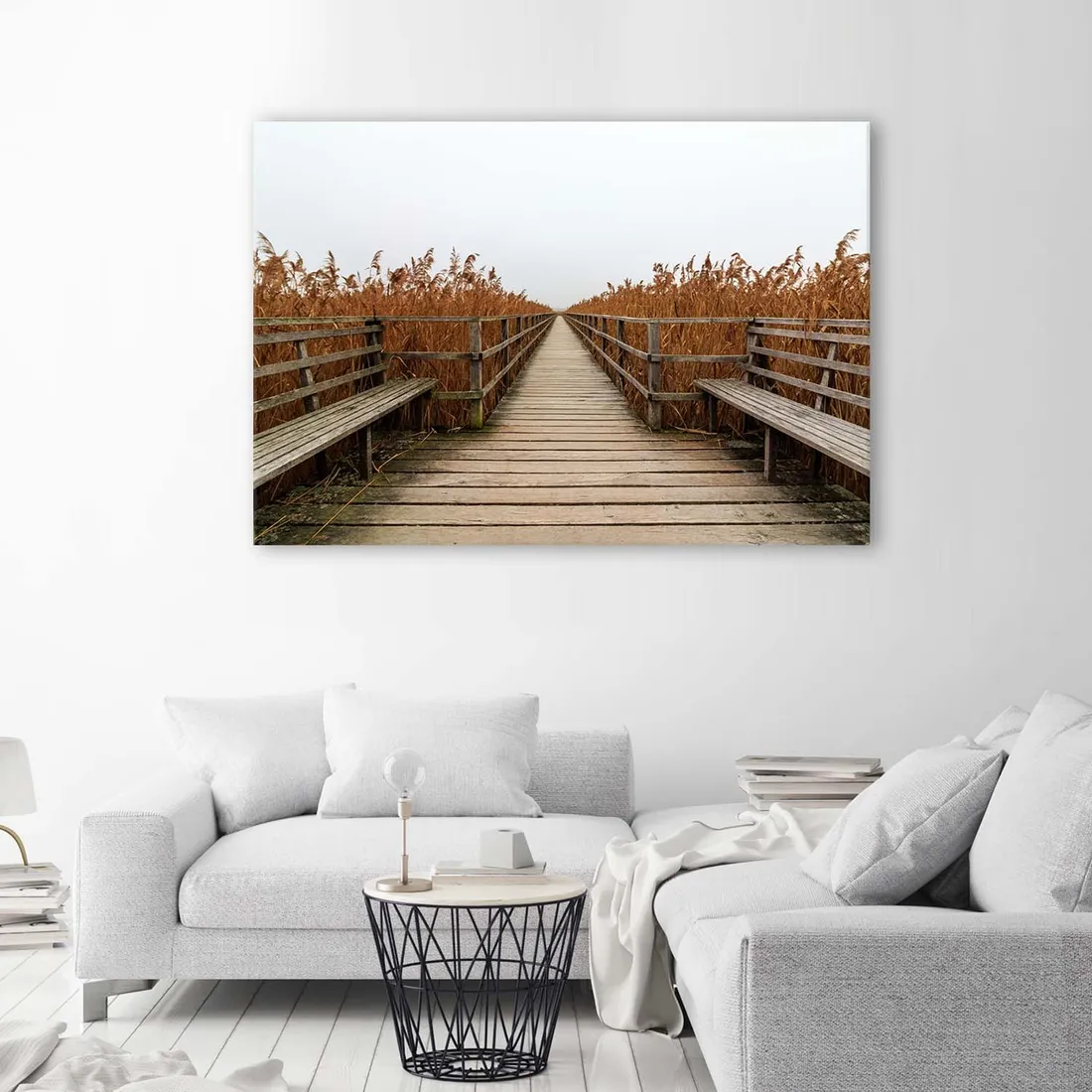 obraz-na-plotnie-pomost-morze-60x40
