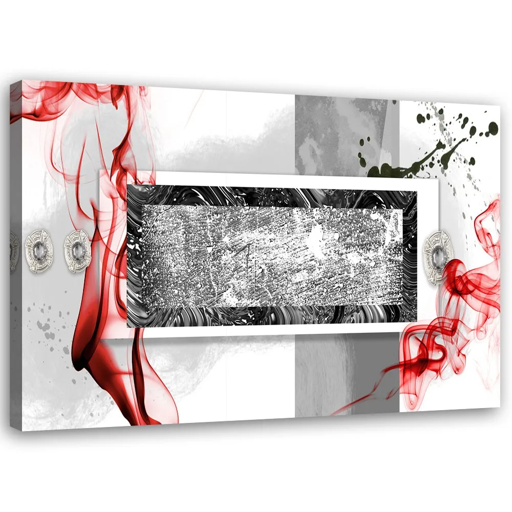 obraz-na-plotnie-abstrakcja-czerwono-szary-90x60-stan-nowy