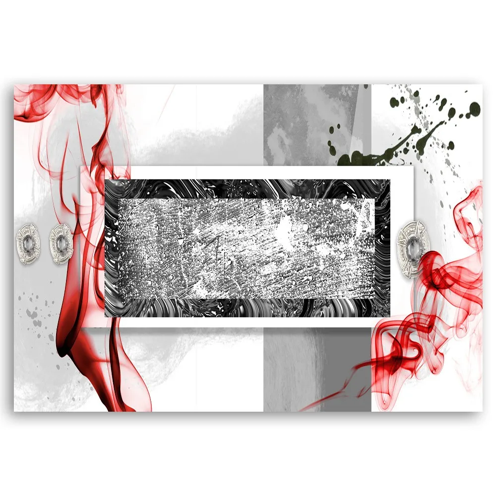 obraz-na-plotnie-abstrakcja-czerwono-szary-90x60