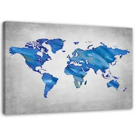 obraz-na-plotnie-mapa-swiata-niebieski-90x60