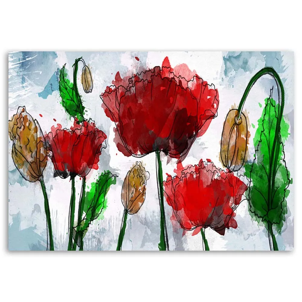obraz-na-plotnie-czerwone-maki-akwarela-60x40