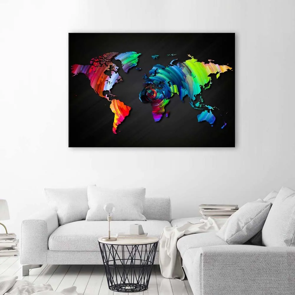obraz-na-plotnie-mapa-swiata-kolor-90x60