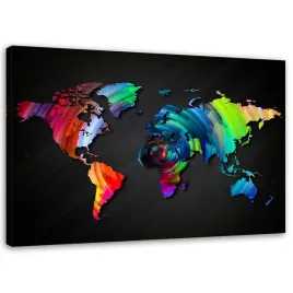 obraz-na-plotnie-mapa-swiata-kolor-60x40