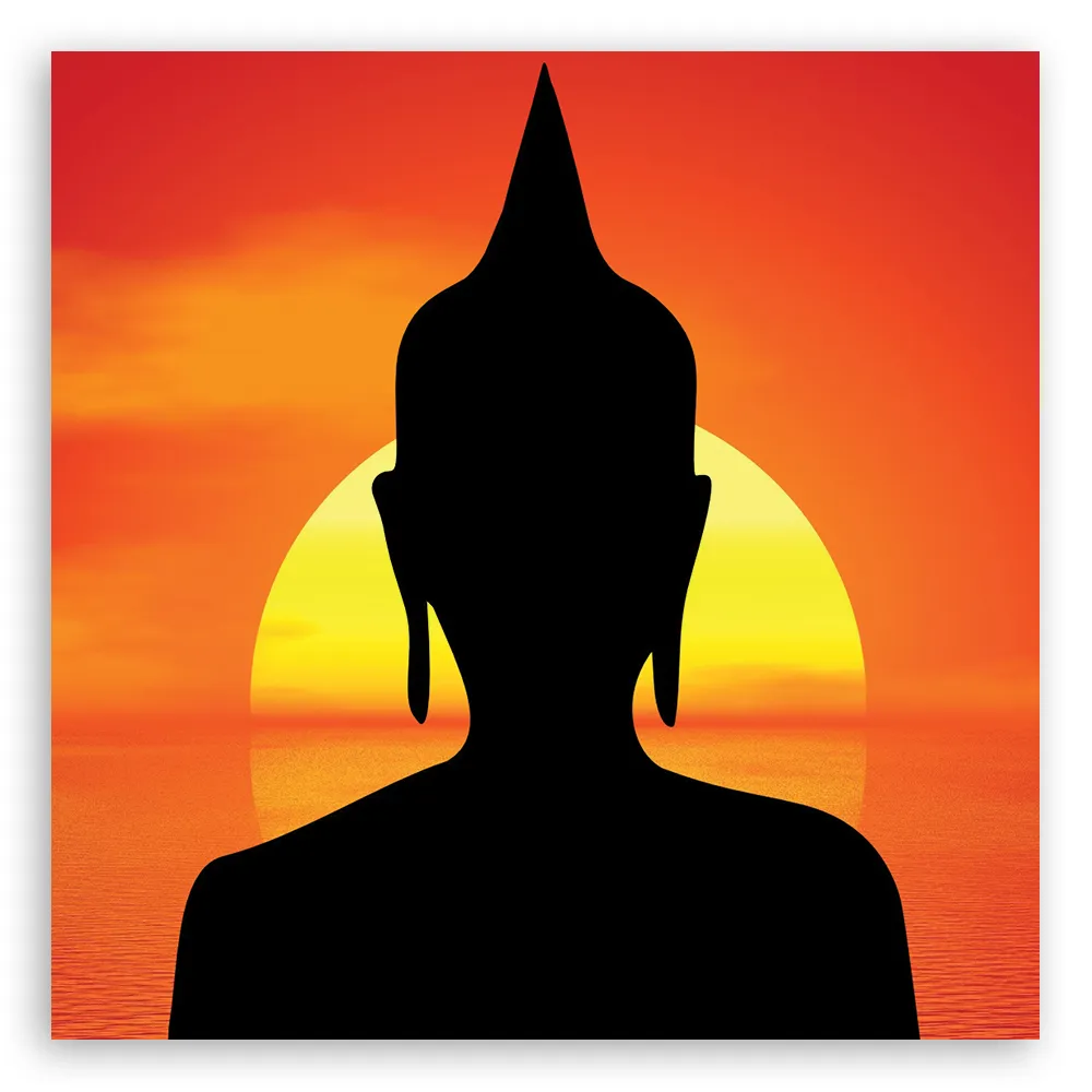obraz-na-plotnie-zachod-slonca-budda-40x40