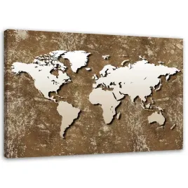 obraz-na-plotnie-mapa-abstrakcja-brazowy-120x80