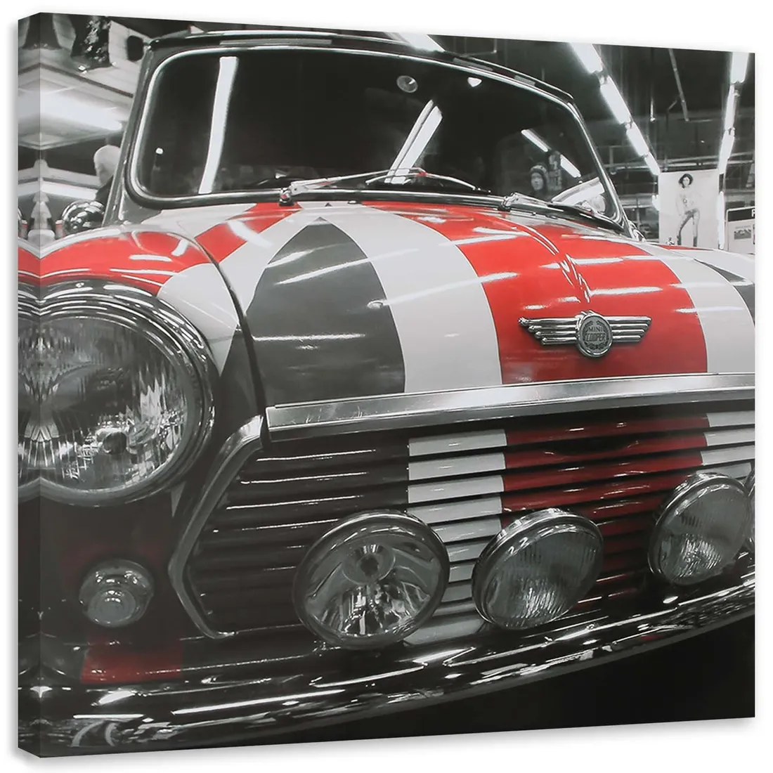 obraz-na-plotnie-mini-cooper-samochod-szary-50x50-stan-nowy