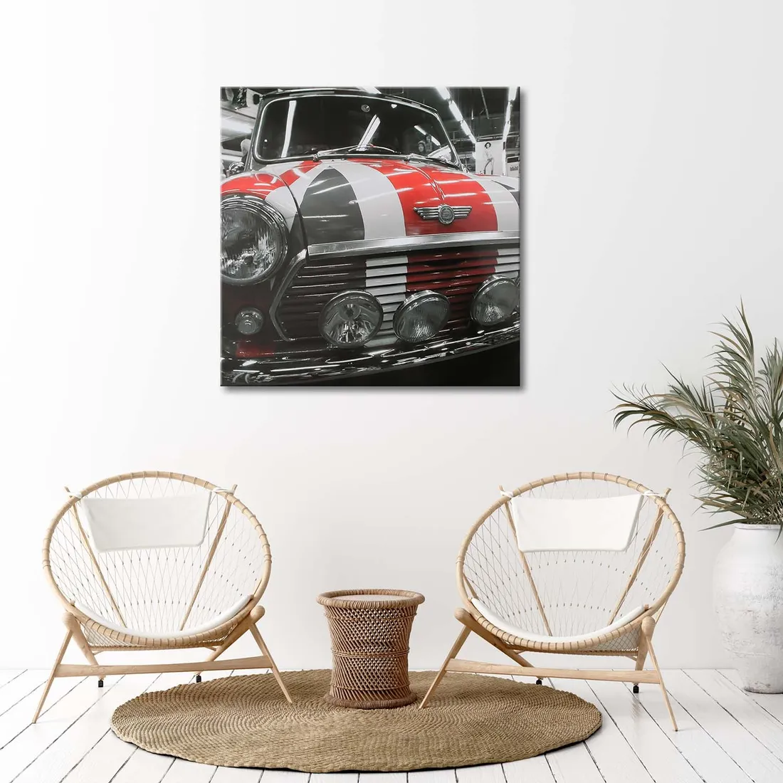 obraz-na-plotnie-mini-cooper-samochod-szary-60x60