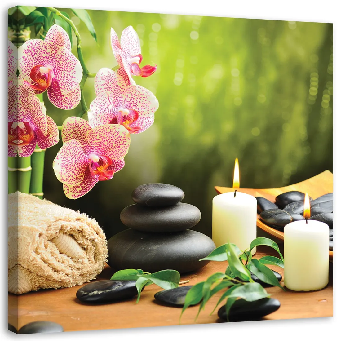 obraz-na-plotnie-swiece-storczyk-zen-spa-60x60-stan-nowy