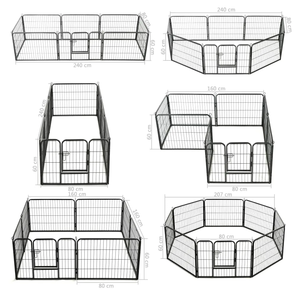 kojec-dla-psow-8-paneli-stalowy-czarny-60-x-80-cm-stan-nowy