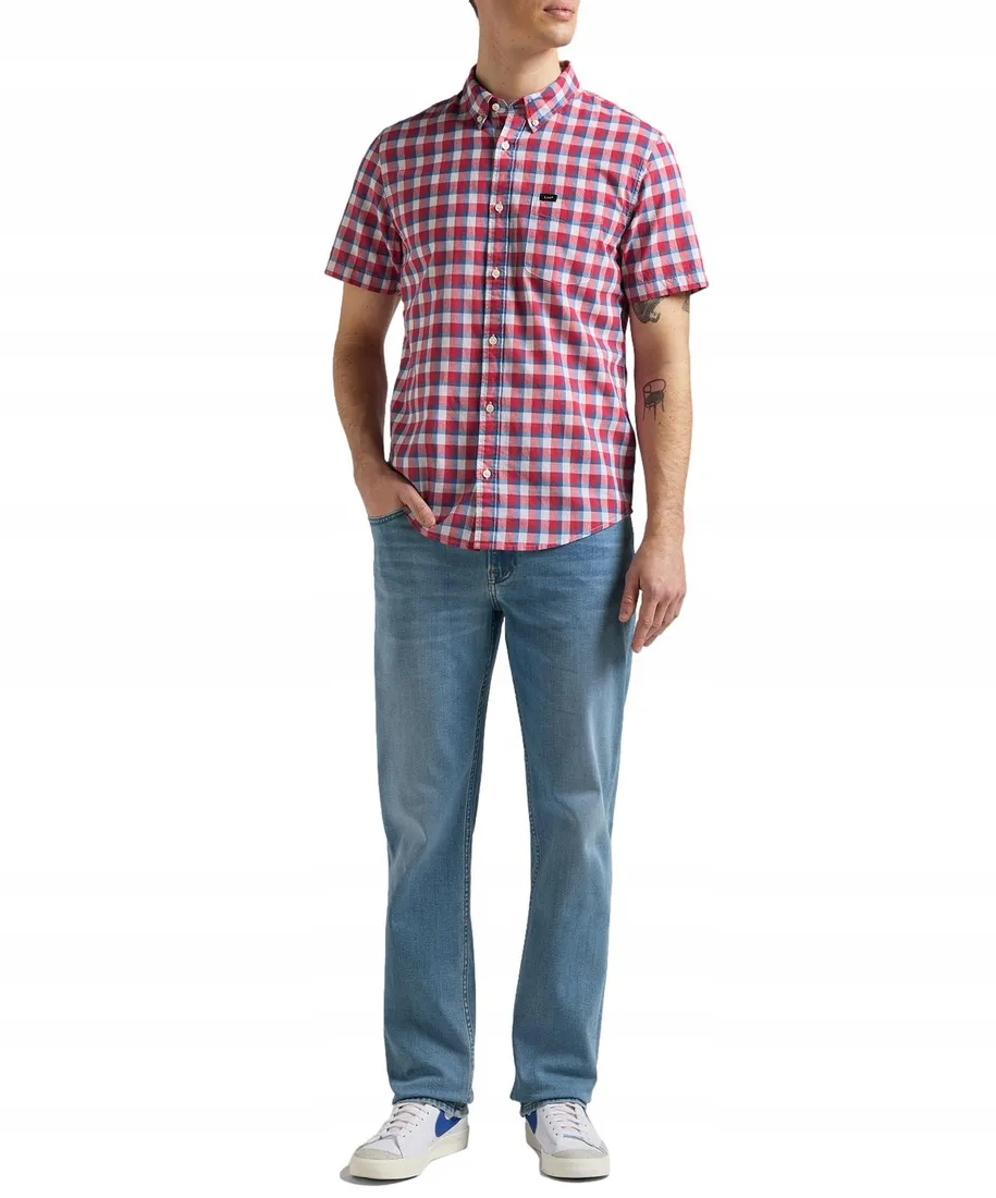 koszula-lee-ss-button-down-l886ofui-real-red-m-stan-nowy