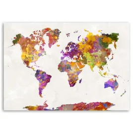 obraz-na-plotnie-mapa-swiata-akwarela-60x40