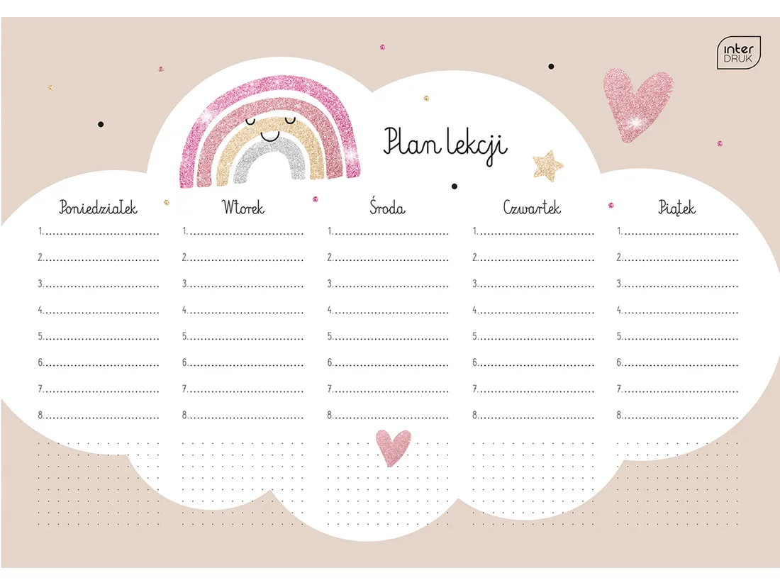 interdruk-plan-lekcji-a4-glitter-brokat-tecza-brokatowy-stan-nowy