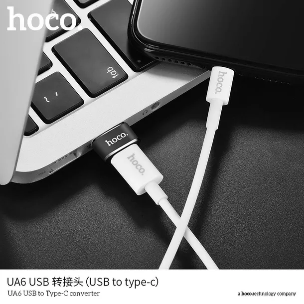 hoco-adapter-otg-usb-do-typ-c-ua6-czarny-waga-z-opakowaniem-0-3-kg
