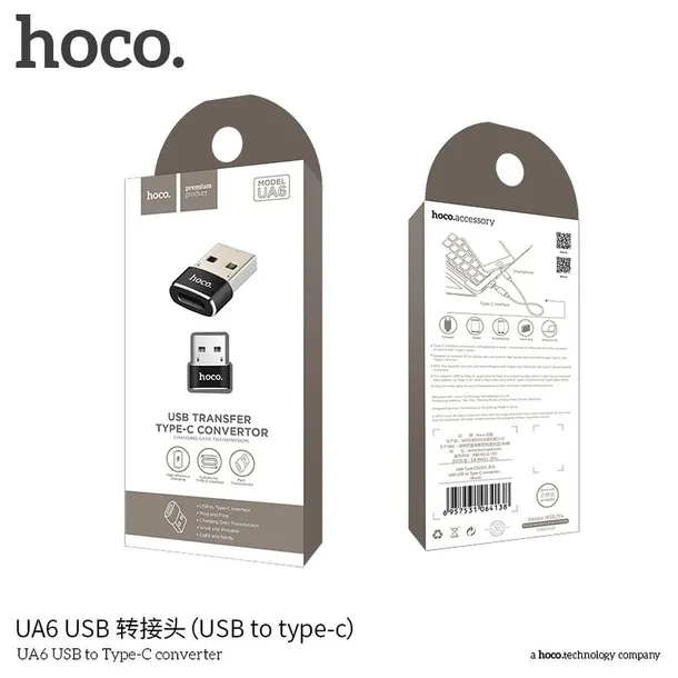hoco-adapter-otg-usb-do-typ-c-ua6-czarny-stan-nowy-waga-z-opakowaniem-0-3-kg