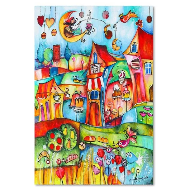obraz-na-plotnie-bajkowe-miasteczko-60x90-stan-nowy