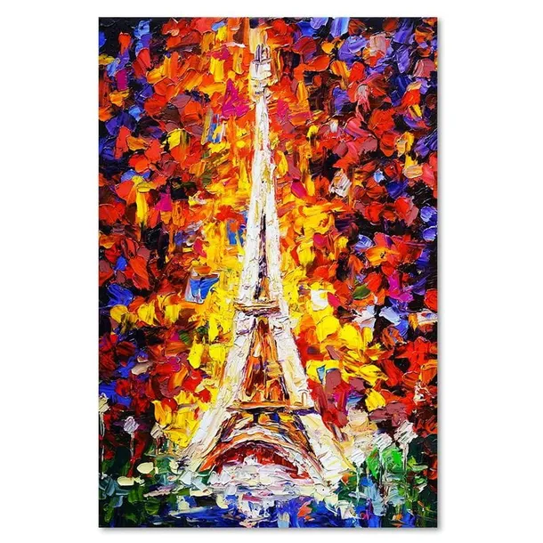 obraz-na-plotnie-malowana-wieza-eiffla-40x60-stan-nowy