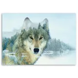 obraz-na-plotnie-wilk-na-tle-gor-90x60-stan-nowy