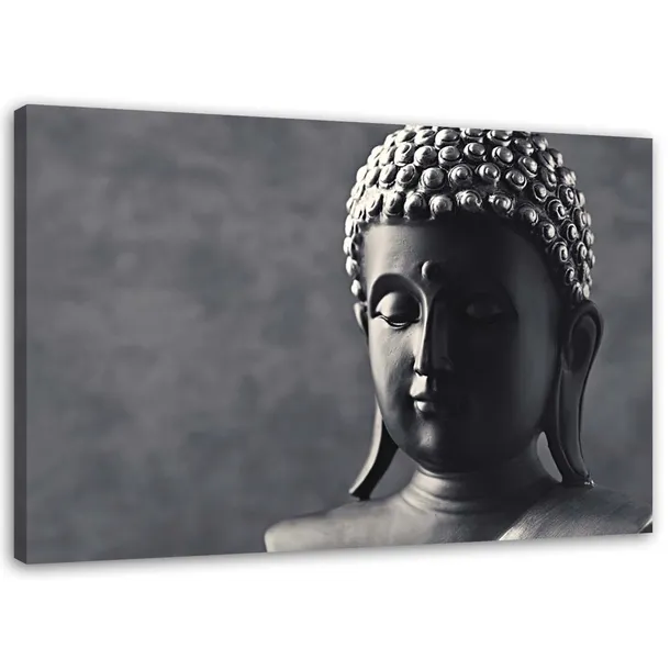 obraz-na-plotnie-budda-na-szarym-tle-100x70