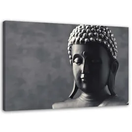 obraz-na-plotnie-budda-na-szarym-tle-100x70