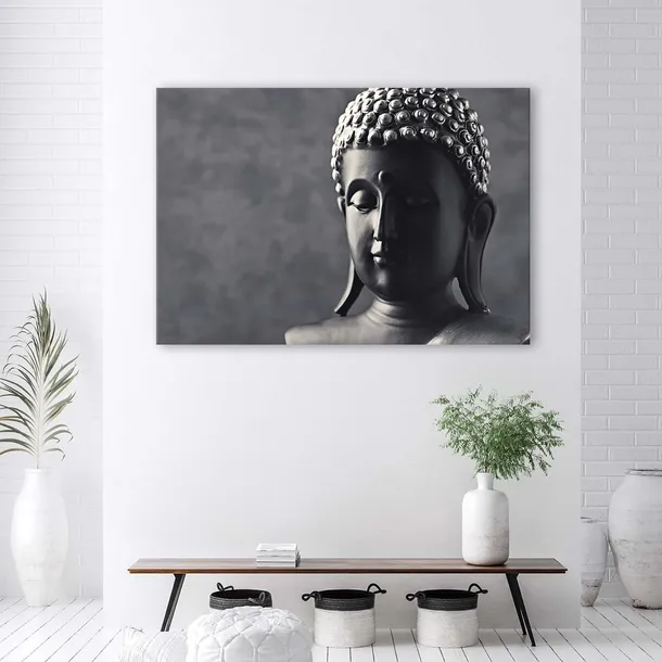 obraz-na-plotnie-budda-na-szarym-tle-100x70-stan-nowy