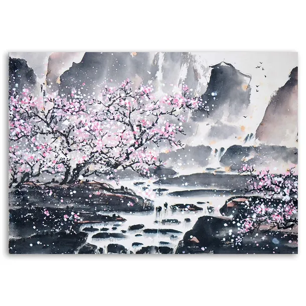 obraz-na-plotnie-japonska-akwarela-100x70-stan-nowy