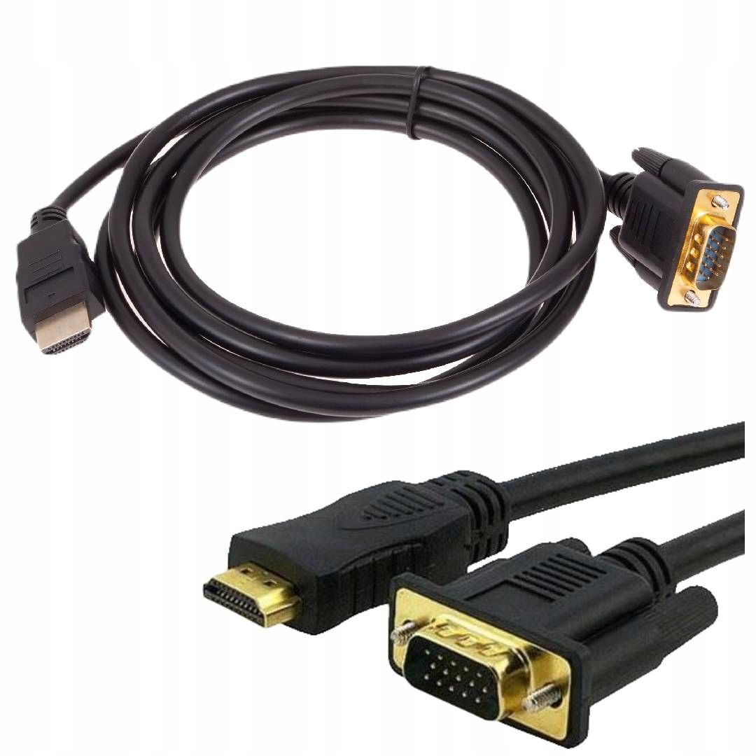 KABEL VGA HDMI 2M GOLD FULL HD DSUB PRZEWÓD ERLI.pl