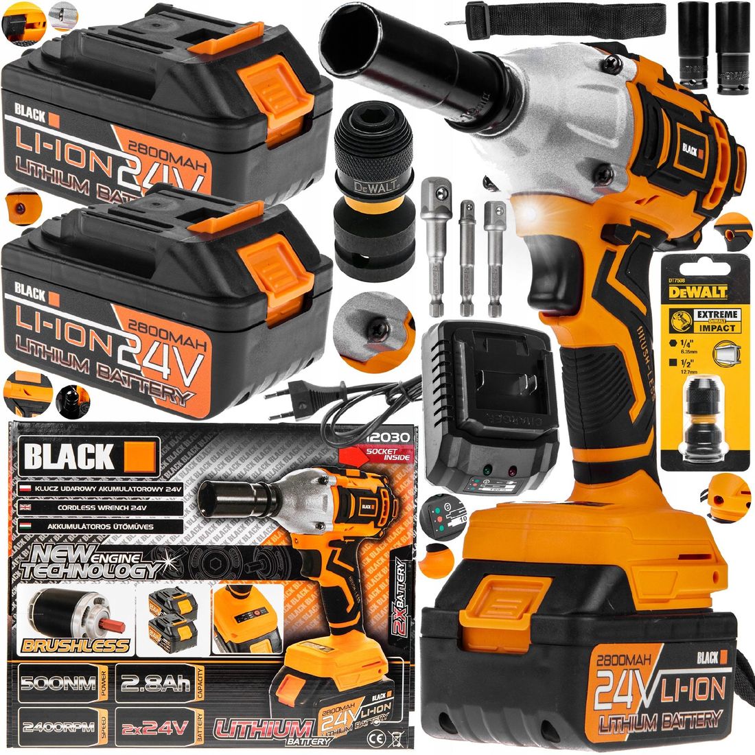 KLUCZ UDAROWY DO KÓŁ AKUMULATOROWY ADAPTER DEWALT - ERLI.pl