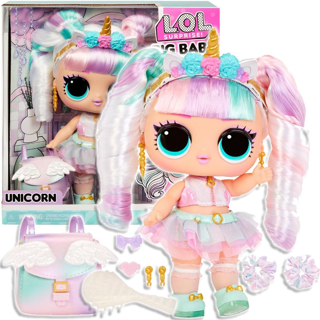 LOL Surprise Big Baby Hair Unicorn Lalka Modowa z Włosami 579717 - ERLI.pl