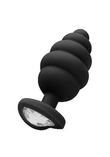 regular-ribbed-diamond-heart-plug-black